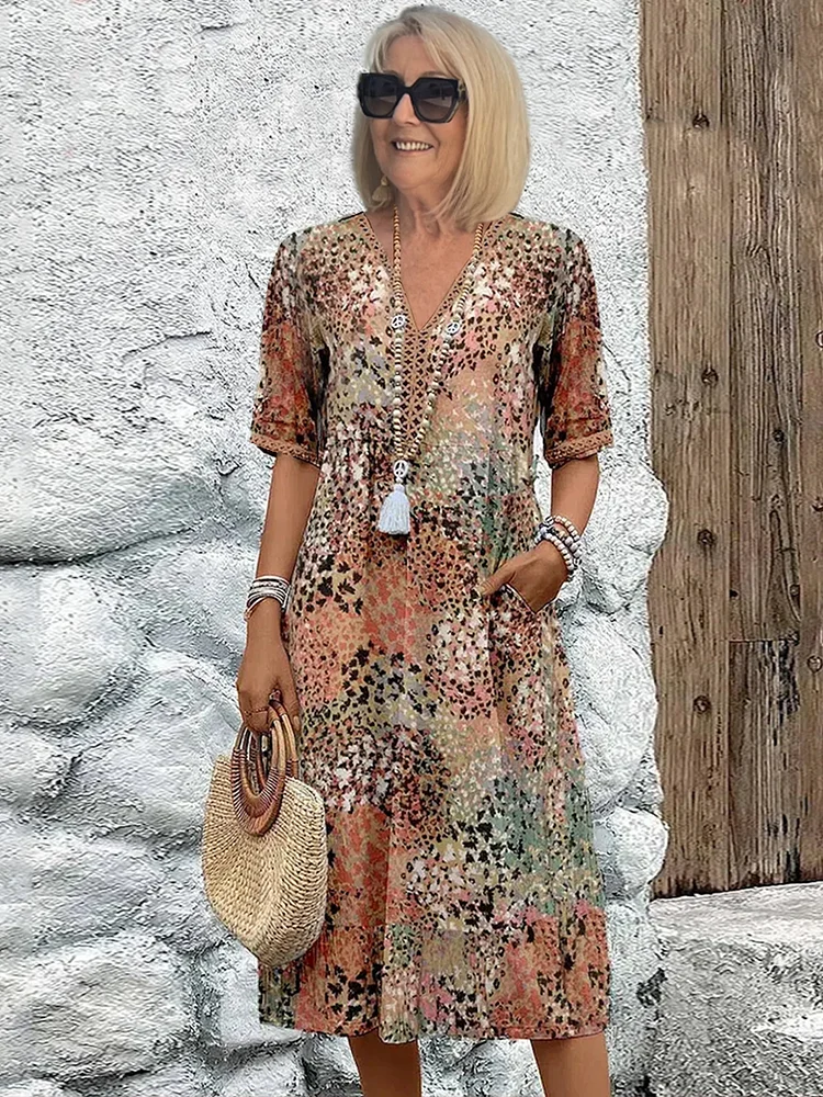 Alina™ Floral Viscose Midi Dress