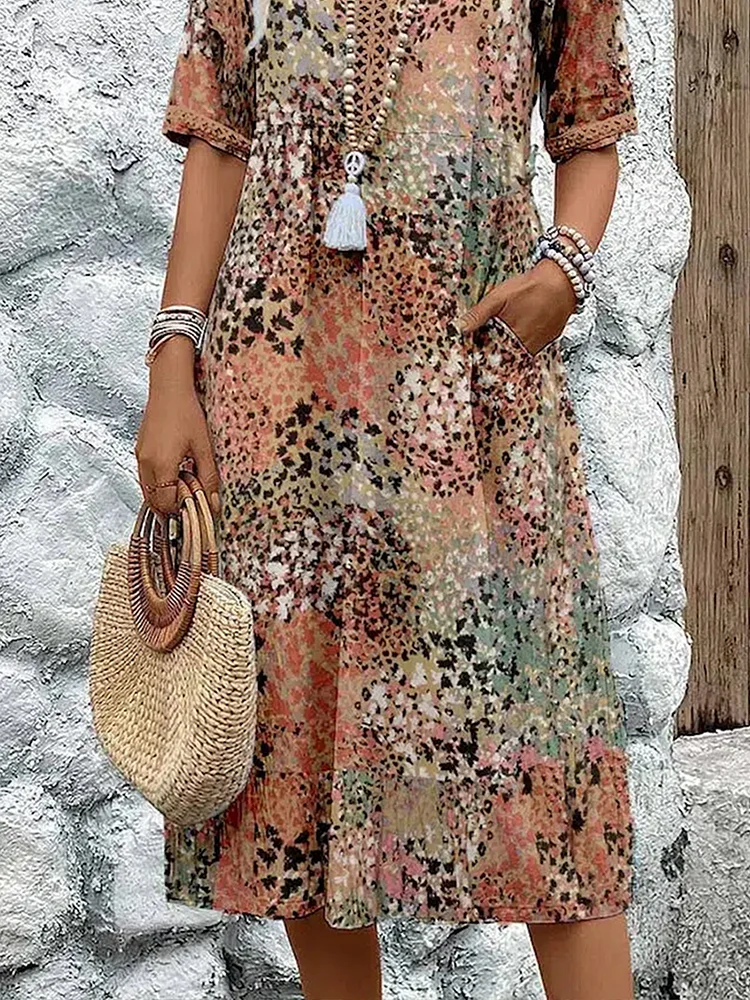 Alina™ Floral Viscose Midi Dress
