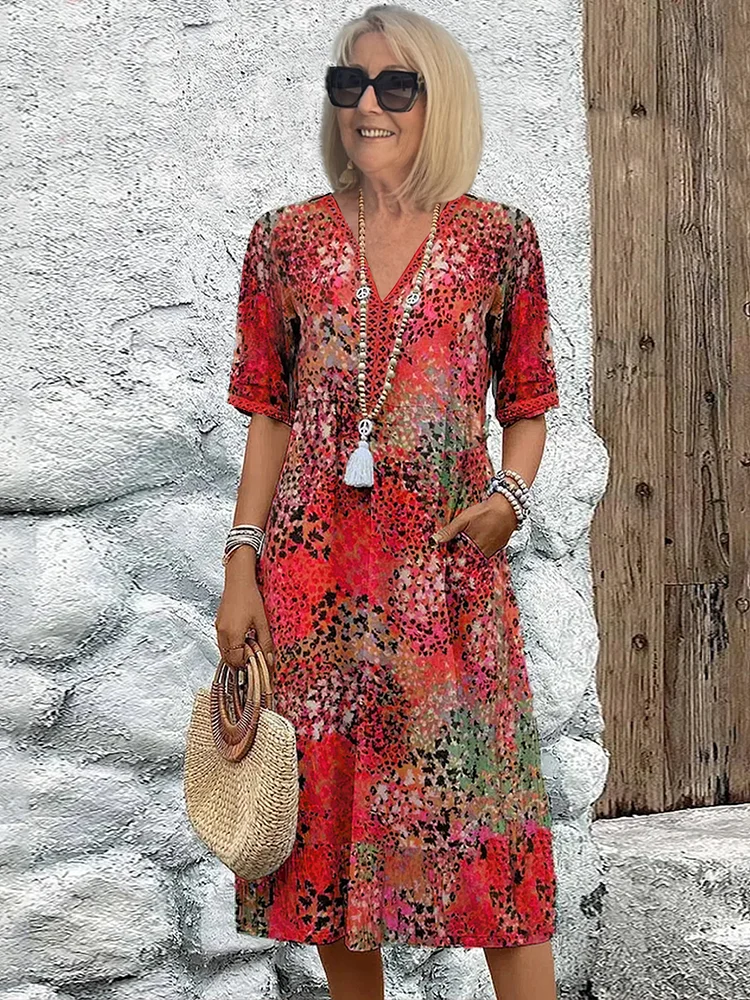 Alina™ Floral Viscose Midi Dress