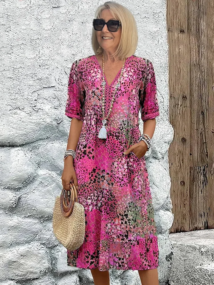Alina™ Floral Viscose Midi Dress
