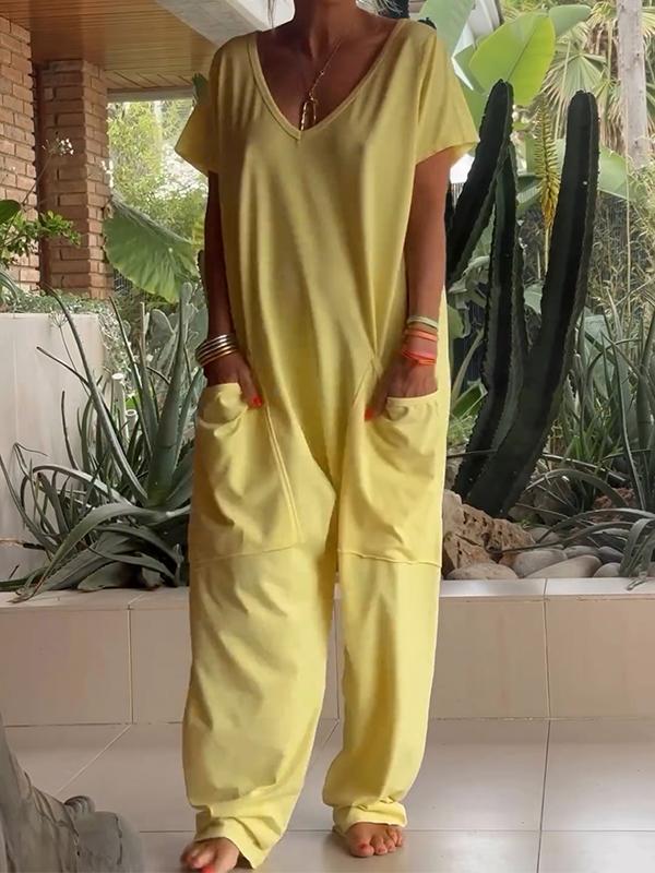 Filomena™ Cotton V-Neck Jumpsuit