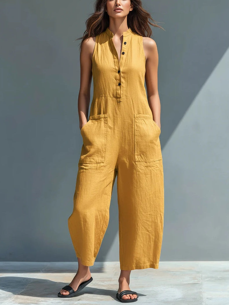 Geraldine™ Sleeveless Faux Linen Jumpsuit