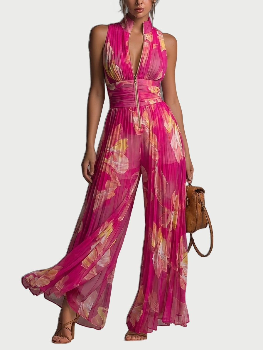 Eudora™ Fuchsia Floral Wide-Leg Jumpsuit