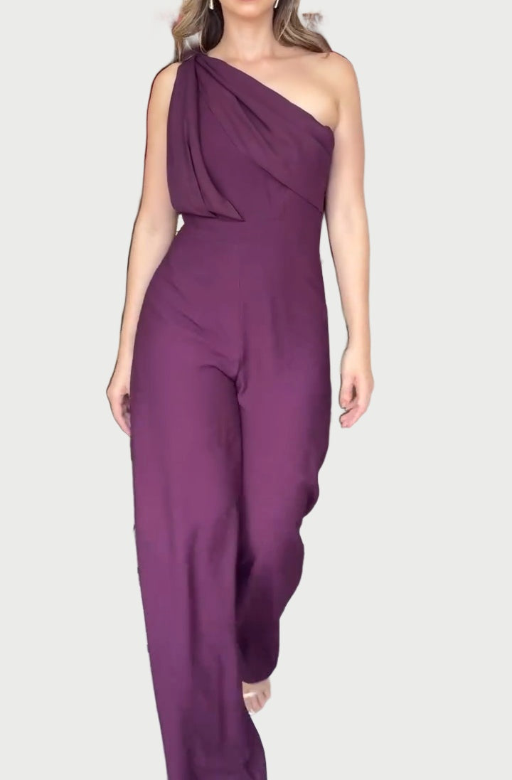 Evetta™ Purple One-Shoulder Jumpsuit