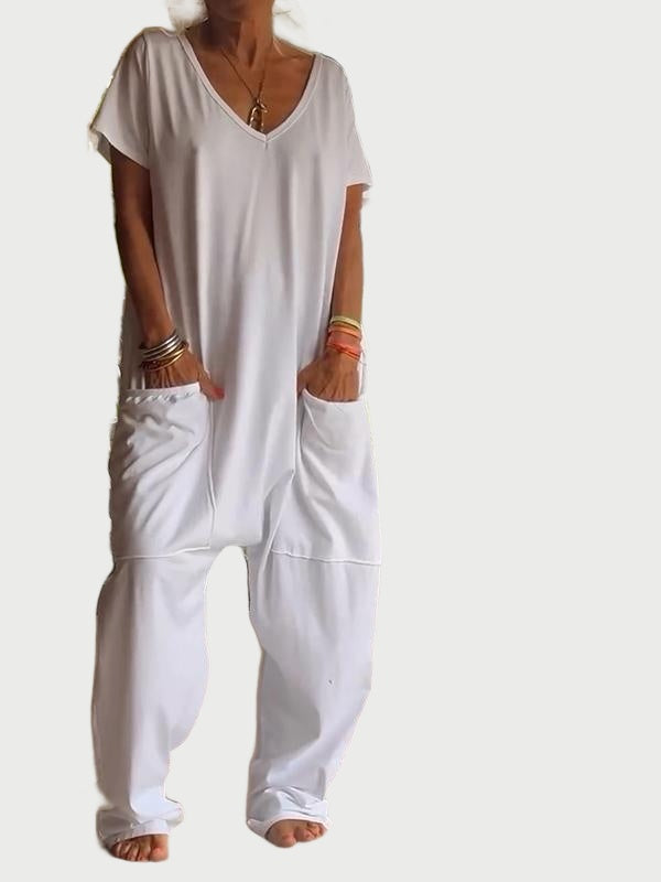 Filomena™ Cotton V-Neck Jumpsuit