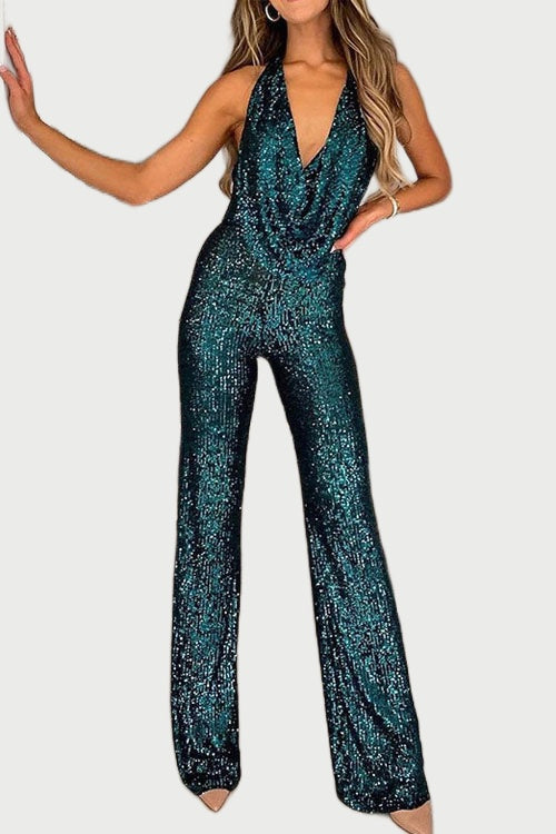 Floria™ Halter Sequin Jumpsuit