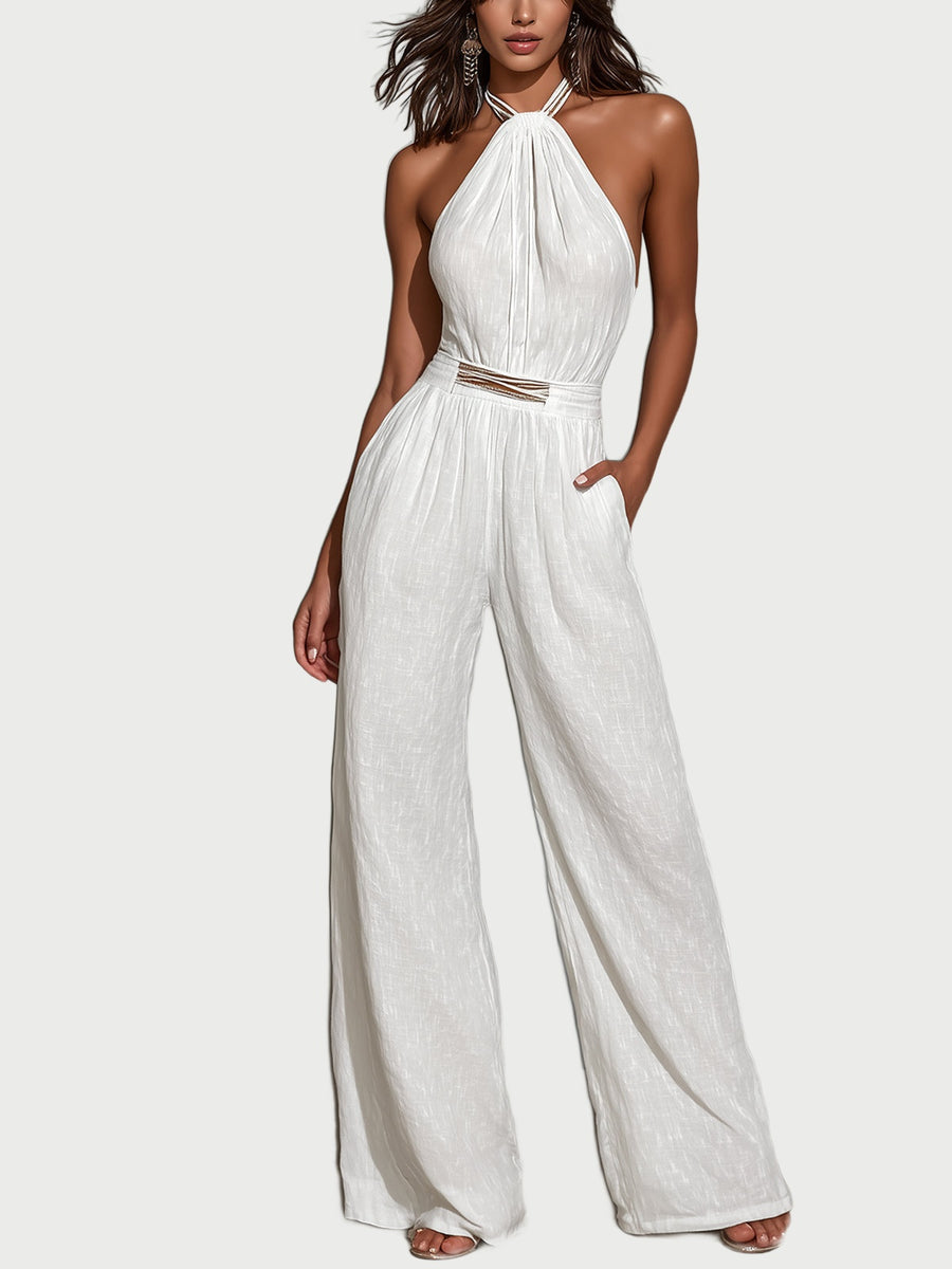Fredricka™ Halter-Neck Wide-Leg Jumpsuit