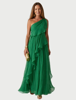Ruffled One-Shoulder Dress With A Defined Waist