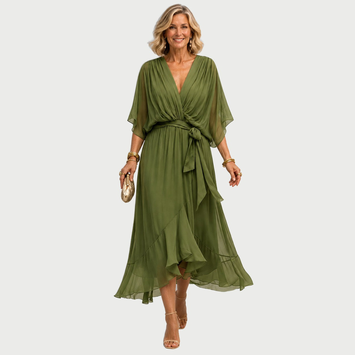 Wrap V-Neck Layered Dress