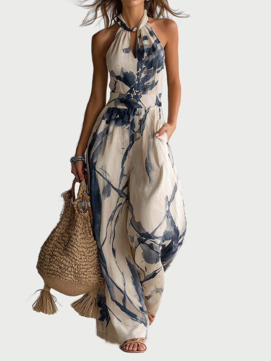 Wide-Leg Jumpsuit With A Halter Neckline