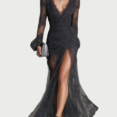 Ruched Waist With A Deep V-Neckline