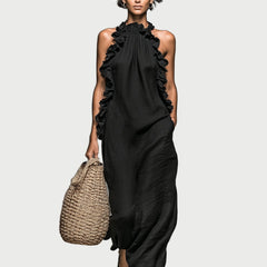 Ruffle-Trim Sleeveless Maxi Dress