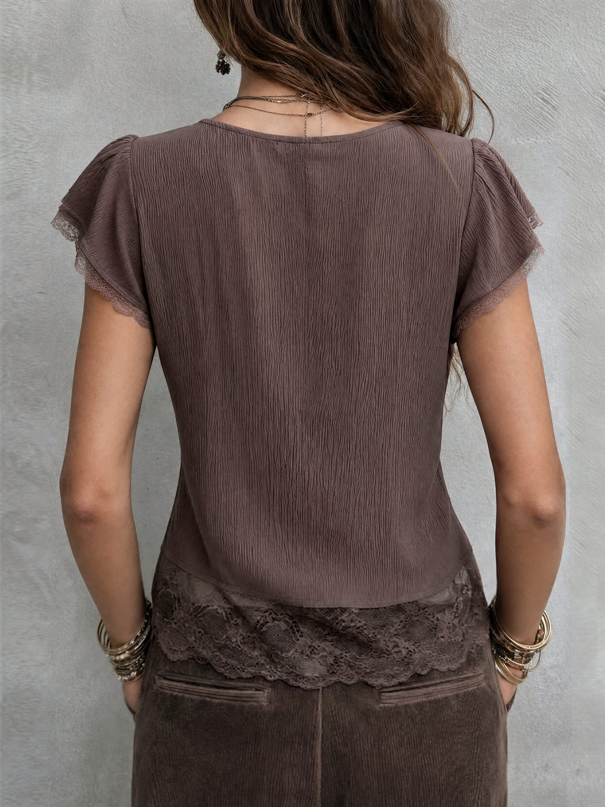 Pandora™ Lace-Trim V-Neck Blouse