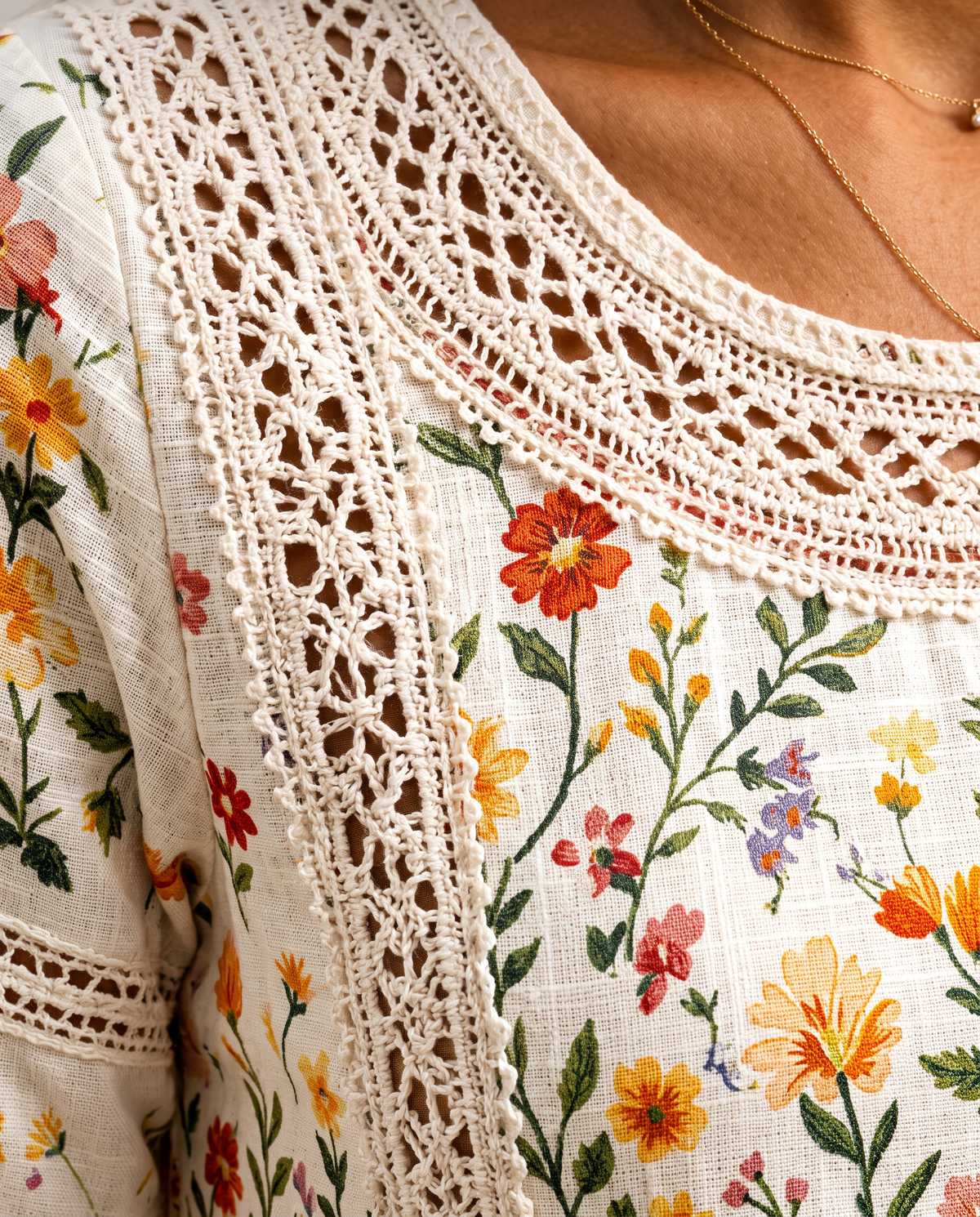 Adeline™ Lace-Trim Floral Dress