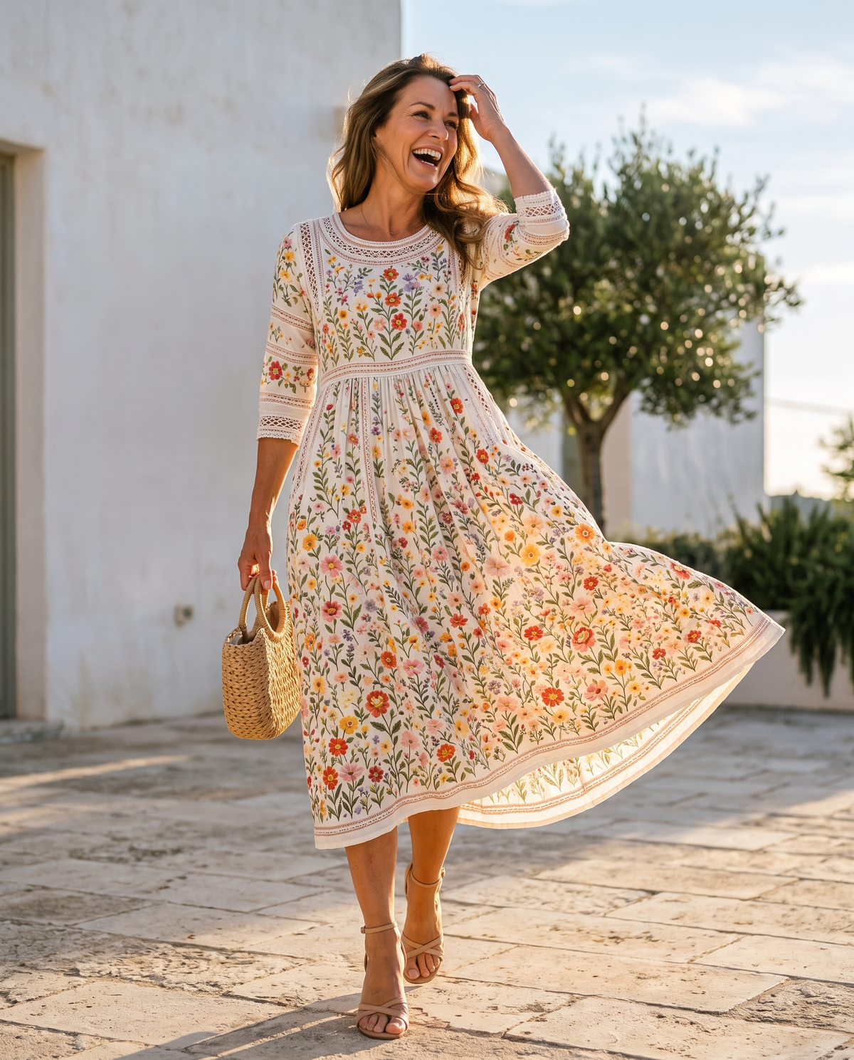 Adeline™ Lace-Trim Floral Dress