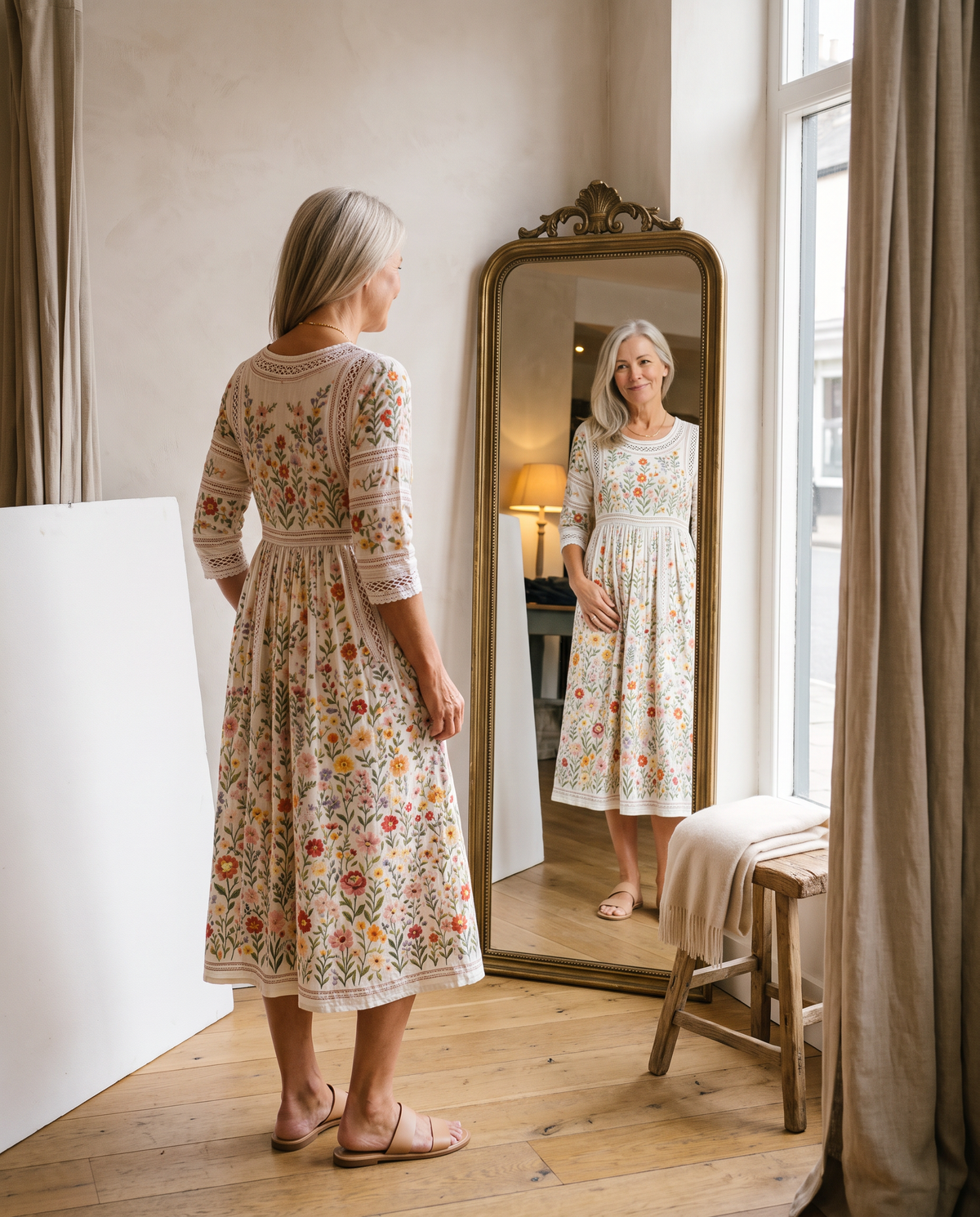 Adeline™ Lace-Trim Floral Dress